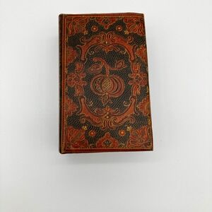 Vintage Faux Book Trinket Storage Box 7x4.5x2 Burgundy Florentine Style Decor
